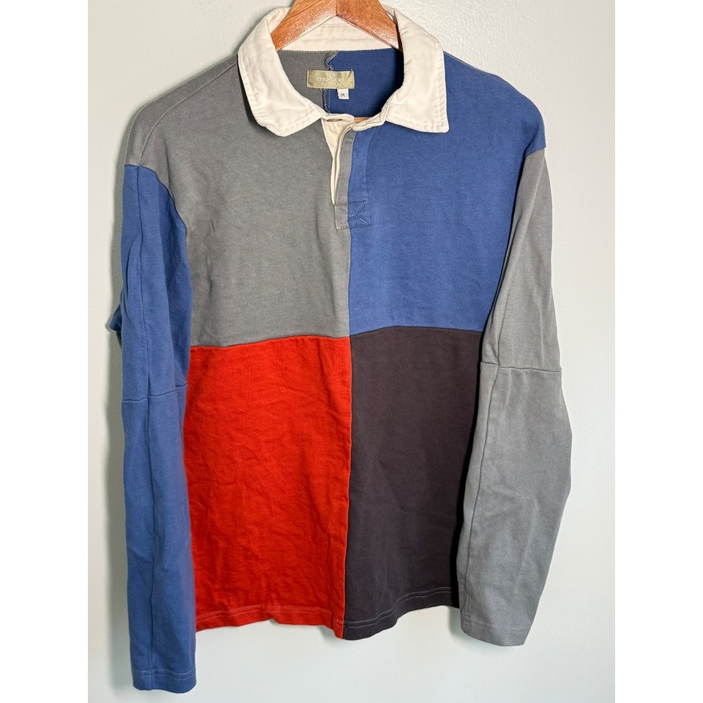 Vintage The Territory Ahead Rugby Shirt Mens Medium Colorblock Long Sleeve Blue